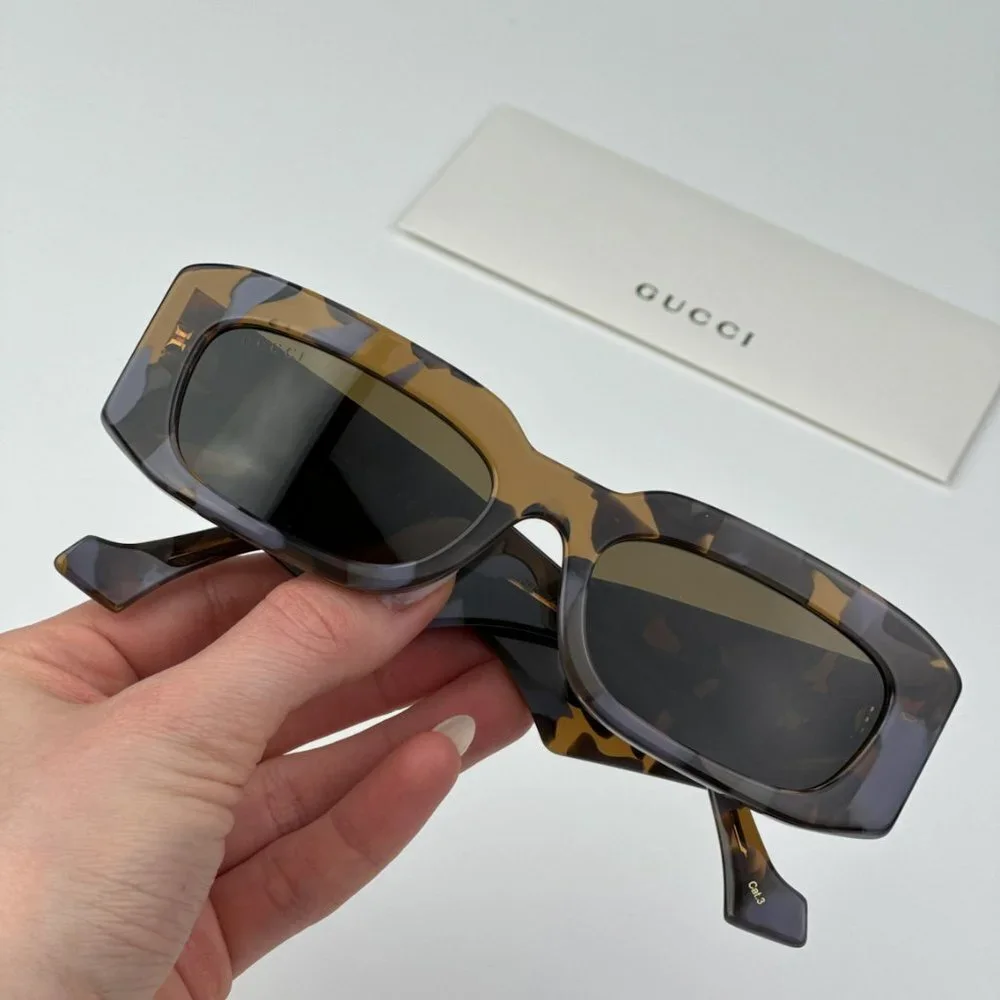 Gucci GG1426S 003 BRAND NEW Sunglasses Lilac Havana Brown Unisex Rectangle